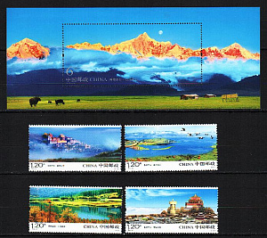 Китай _, 2010, Шангри-Ла, Тибет, Ландшафты, 4 марки, блок